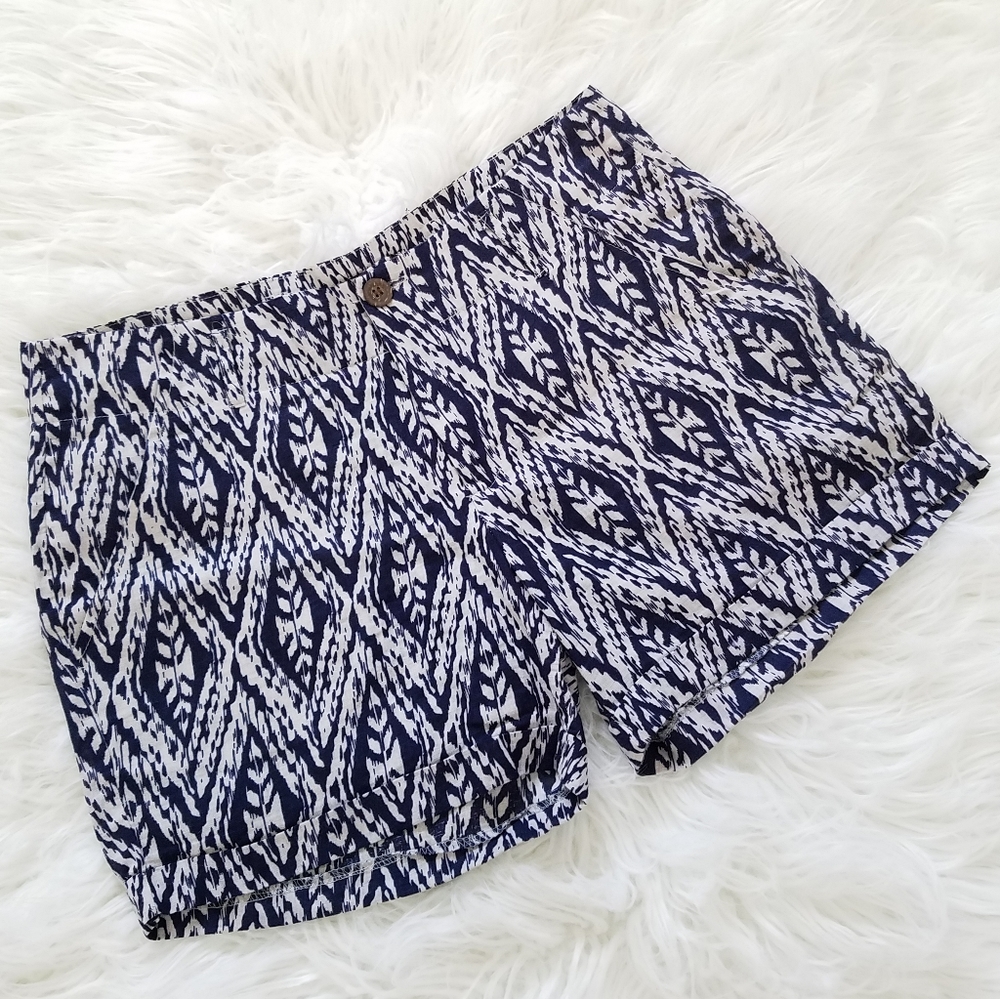 Cynthia Rowley Ikat linen blend shorts Blue White